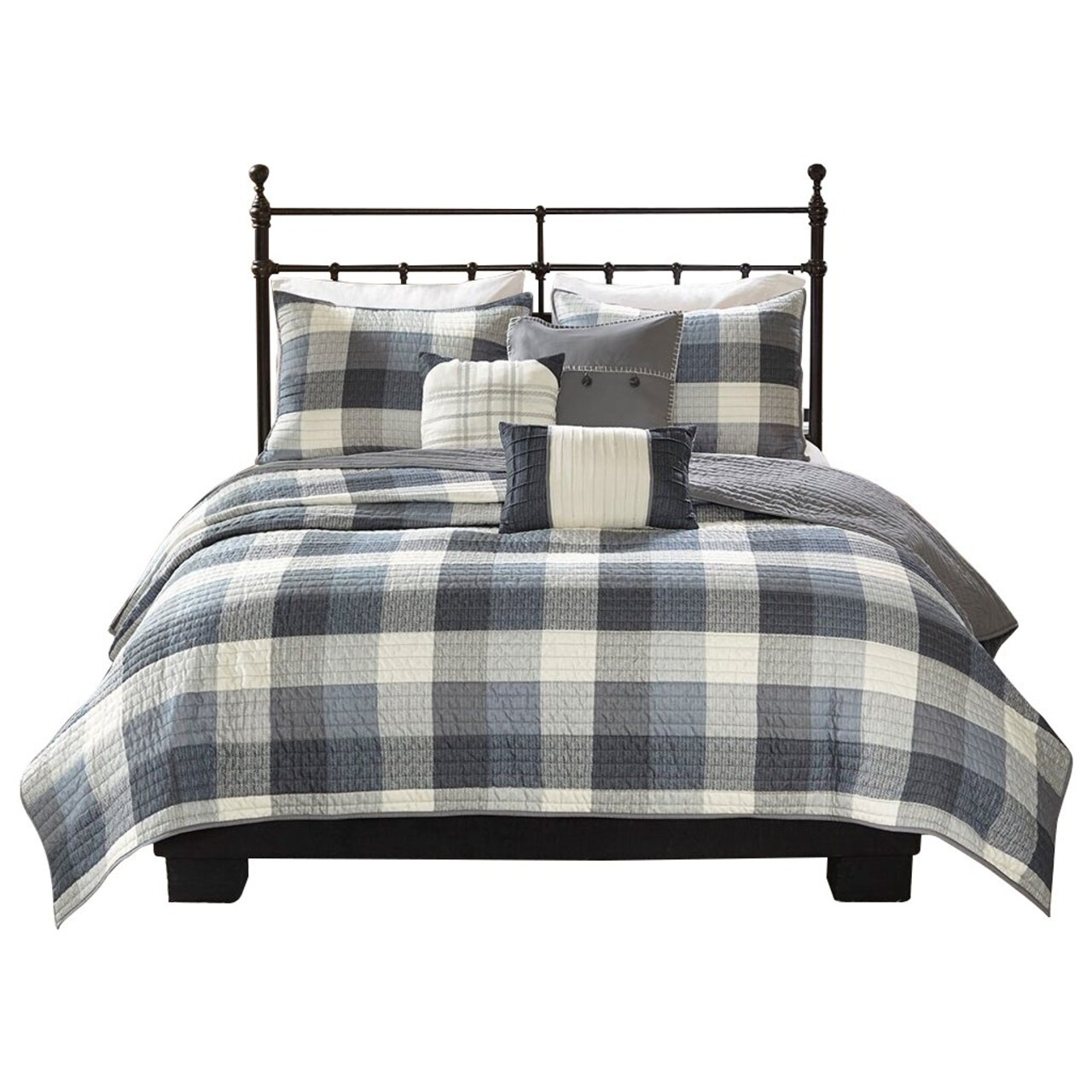 Gracie Mills Nanette 6 Piece Printed Herringbone Quilt Set With Throw Pillows - Grace-9327